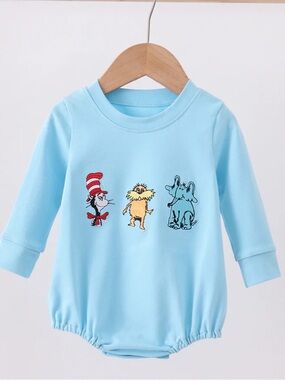 Honeydew USA Light Blue Dr. Seuss Embroidered Long-Sleeve Bodysuit